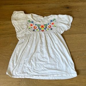 Crewcuts cute white top with embroidered flowers. size girls 14